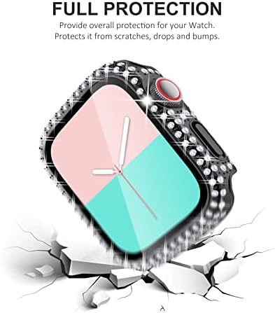 NewWays 10-Pack Teljes Gyémántok Bling Esetekben a Képernyő Védő Kompatibilis Apple Nézni az iWatch SE Series 7 6 5 4 3 2 1 (41 mm-es,Rose