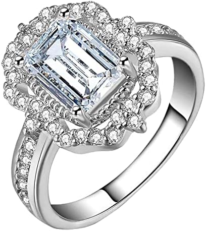 Kecses Gyémánt Gyűrű Divat Női Cirkónium-oxid Bling Gyémánt Eljegyzési Gyűrűt a Férfiak, mind a Nők Ajándékok (Ezüst, 7)