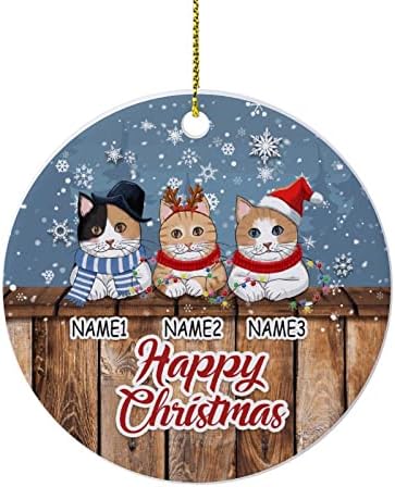 Karácsonyi Díszek Boldog Karácsonyt Egyéni Macska Neve Kerámia Dísz, Otthon, Irodában, Karácsonyi Kerek Lógó Medál Kézművesség