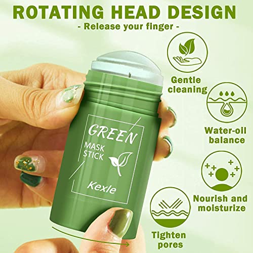 RUOQI 2 db Zöld Tea Maszk Stick Arc, Mitesszer Eltávolító, Zöld Tea Kivonat, Mély Pórusok Tisztító, Bőr, Csillogó,Hidratáló,