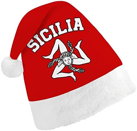 Szicíliai Trinacria Sicilia Büszkeség Karácsonyi Kalap Mikulás Kalap, Rövid Plüss Fehér Bilincs a Férfiak a Nők Karácsonyi Ünnepi