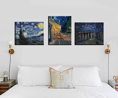 Sinsoledad Wall Art Set, Trilógia, a Csillagos Éjszaka, Van Gogh, A Csillagos Éjszaka 1889, Csillagos Éjszaka a Rhone, Kávézó,