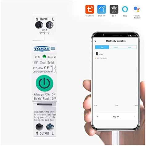 Junniu 40A egyfázisú WiFi Smart Switch Kwh Energia-Mérő Mérési Ellenőrző Áramkör Megszakító Időzítő Relé MCB TUYA smartlife