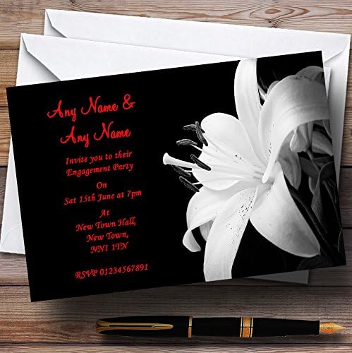 Lenyűgöző Lily Virág Fekete Fehér Piros Eljegyzési Parti Személyre Szóló Meghívók