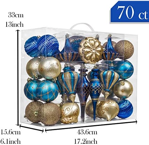 Valerij Madelyn Karácsonyi Labdát Díszek Dekoráció, 60 Trendi Kék Arany Törhetetlen karácsonyfadísz Érték Csomag, Karácsonyi Dekoráció