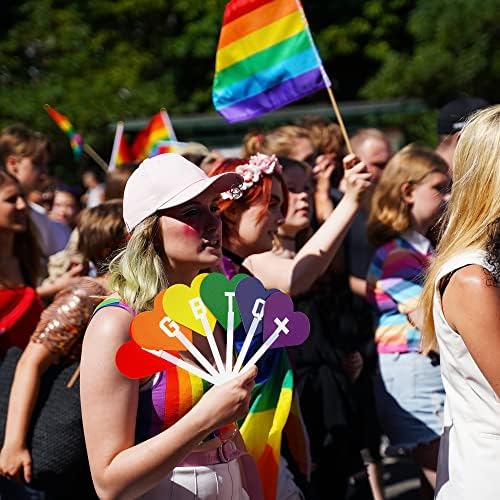Blowata 12 DB Büszkeség Tartozékok, Szivárvány Összecsukható Kézi Rajongó, Műanyag LMBT Szívem Szivárvány Mini Rave-Szeres Kezét