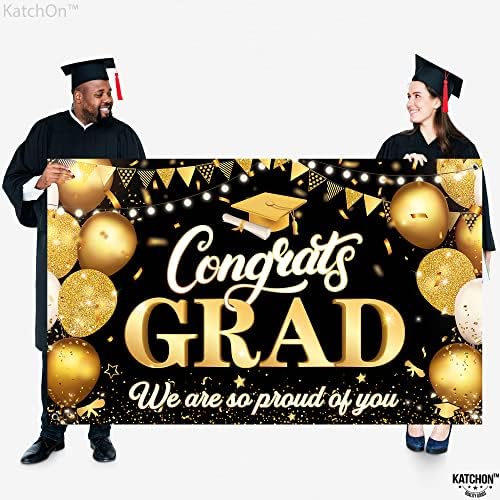 Fekete-Arany Érettségi Party Dekoráció 2023 - Büszkék Vagyunk, Hogy Banner, NEM DIY | Nagy, Congrats Grad Banner - 72x44 Inch | Érettségi
