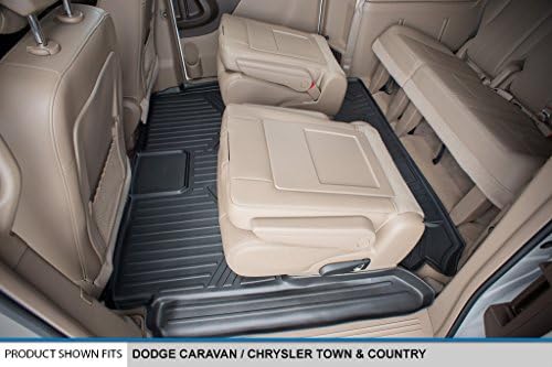MAXLINER Szőnyegek 3 Sor Bélés Szett Fekete Kompatibilis 2008-2018 Dodge Grand Caravan/Chrysler Town & Country (Stow ' n ' Go Csak)