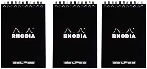 Rhodia Jegyzettömb 4X6 dot rács, Mikro Perforált, 80 Lap, Fekete, Csomag 3