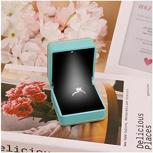 Naimo Tér Gyűrű Doboz LED-es Luxus Bársony Fülbevaló Gyűrű Kijelző Birtokos Esetben Szervező Ékszerek, Ajándék Doboz, Javaslatát, Eljegyzés,