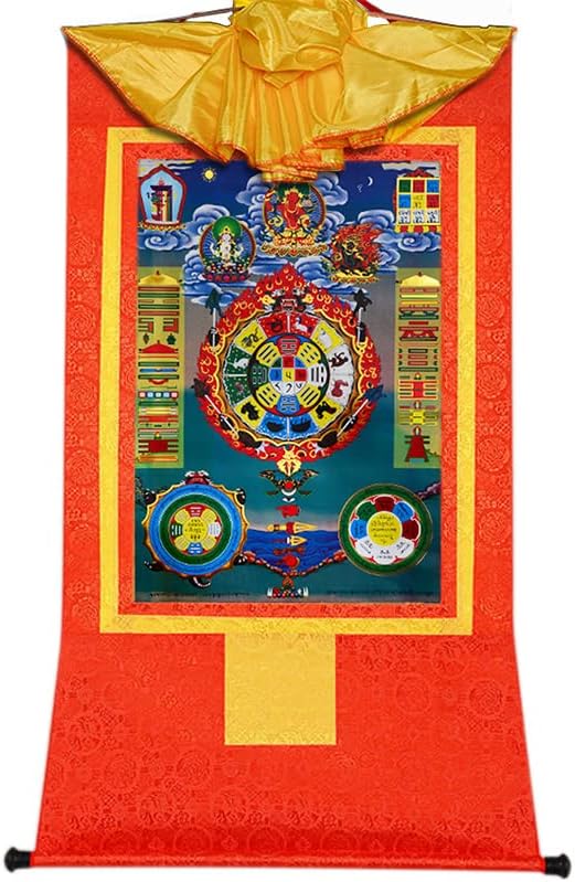 Gandhanra SIPAHO(Védelem Kerék a Tibeti Naptár,Tibeti Zodiákus) Tibeti Thangka Festészet, a Művészet,a Buddhista Thangka Brokát,Buddha