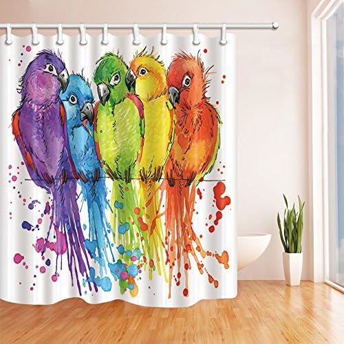 Yadshoti Színes Papagáj Zuhanyzó Függöny Akvarell Fürdőszoba Decor Poliészter Szövet Haza Fürdő Dekoráció Kiegészítők Áramszünet Zuhanyzó