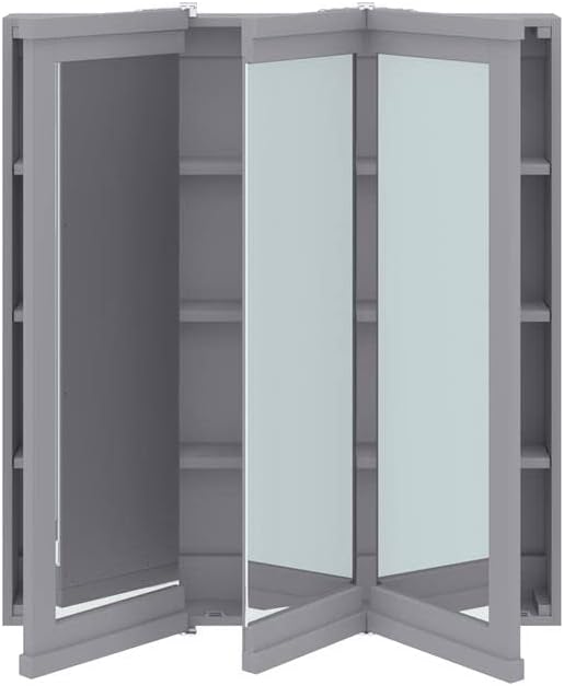 DHP Otum Fürdőszoba 3 ajtós Tükrös gyógyszeres Szekrényben, valamint Szervező, Felületre Szerelhető Fali Tároló, Szürke