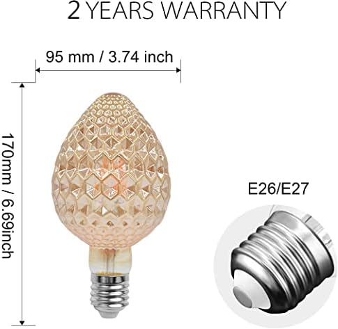 Évjárat Edison LED Izzó G30 4W Szabályozható LED Izzószálas Villanykörte Globe Eper Alakú Izzó 2700K Meleg Fehér E26 400LM Egyenértékű