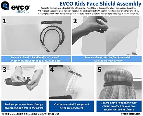 4 Csomag Gyerekek | Made in USA Átlátszó Műanyag Biztonsági arcvédőt, Anti-Köd, Tartós, Könnyű, Iskolába, vagy az Utazási (Kék)
