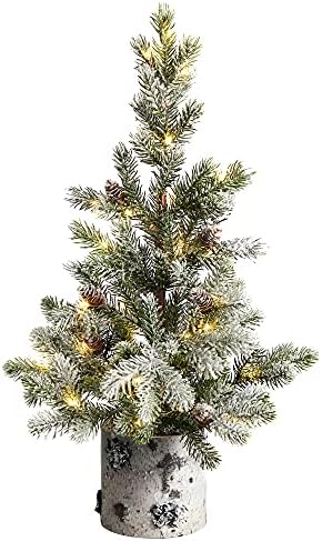 24in. Özönlöttek a Karácsony Mesterséges Fa Dekoratív Nyírfa Kéreg Ültetvényes 30 LED Világítás