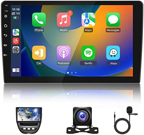 Dupla Din Android Autó Sztereó Vezeték nélküli Apple Carplay 10 Colos Érintőképernyő autórádió, Bluetooth, GPS, WiFi, FM Rádió + Biztonsági