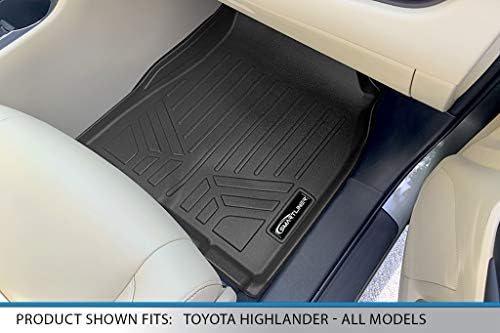 SMARTLINER Szőnyegek 3 Sor Bélés Szett Fekete Kompatibilis a 2014-2019 Toyota Highlander a 2 Sor Vödör Ülések (Nem Hibrid Modellek)