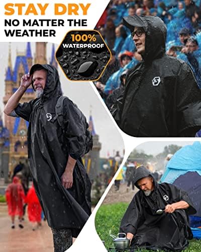 Foxelli Kapucnis Eső Poncsó Felnőttek számára, Újrafelhasználható Vízálló Eső Kabátok, Férfi & Nő, Könnyű Multifunkcionális esőkabát