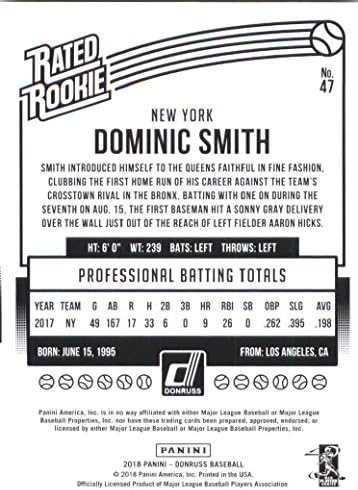 2018 Donruss 47 Dominic Smith Mets Névleges Újonc