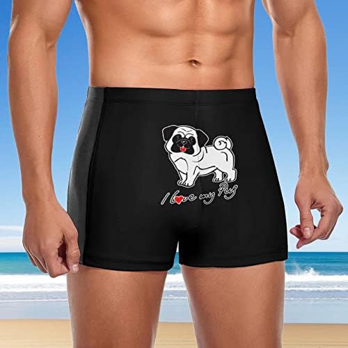 Szeretem A Pug2 Férfi Négyzet Láb úszógatya Sport Boxer fürdőruha Nyári Beach Rövid Elasztikus Fürdőruha