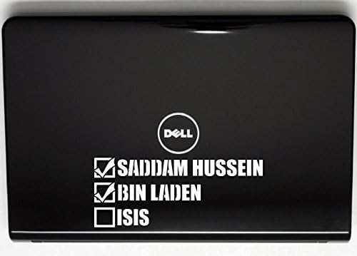 Saddam Hussein Bin Laden ISIS Lista - 8 1/2 x 3 1/2 die Vágott Vinyl Matrica Windows, Autók, Teherautók, Eszköz, Dobozok,