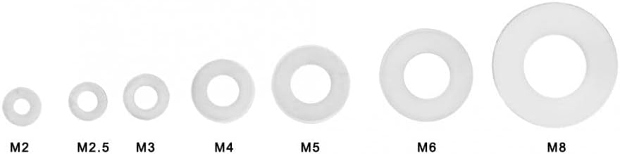 350pcs Fehér Nylon Műanyag Alátét Lapos Tömítőgyűrű Készlet M2/M2.5/M3//M5/M6/M8 Csatlakozó Védelem Alátét Szett Dobozban