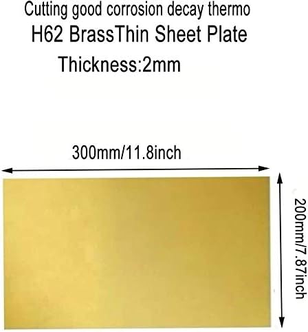 LUCKNIGHT H62 Brass Fém Vékony Lap, Lemez, Fólia Tekercs Fém Rackthickness 2Mm 1db Réz Lemez (Méret : 200mm x 300 mm)