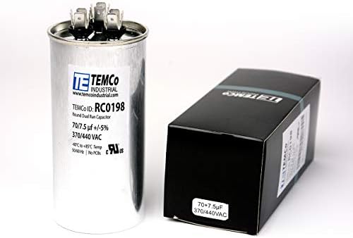 TEMCo 70+7.5 uf/MFD 370-440 VAC V Körben Kettős Fut Kondenzátor 50+60 Hz AC Elektromos - Sok -1 (Opcionális uf/MFD, Feszültség,