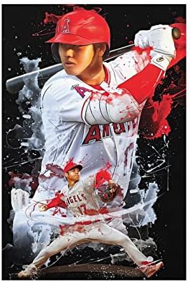 ChicReed Shohei Ohtani Poszter Baseball Portré Művészeti Vászon Hálószoba, Fali Dekor Nyomtatási Kép Hivatal Kollégiumi Szoba Dekoráció Ajándék
