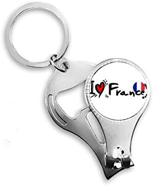 Imádom Franciaország Világ Zászló Szív Köröm Zimankó Gyűrű Kulcstartó Sörnyitó Clipper