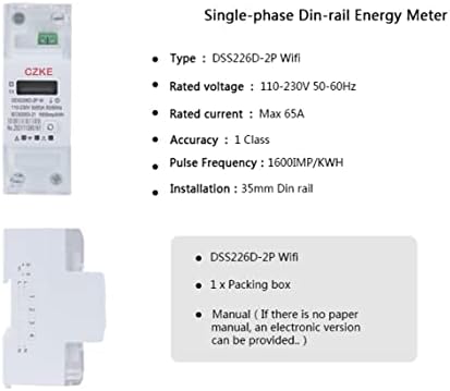 IRFKR DDS226D-2P 220V 50/60Hz Tuya egyfázisú 65A Din Sín WiFi Intelligens Energia-Mérő Időzítő Monitor kWh Méter Wattmeter