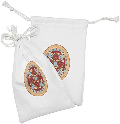Lunarable Mandala Szövet táska 2, Modern Trippy Királyi Örökség Szív Alakú Belső Minta Szín Hatások, Kis Zsinórral Táska Pipere