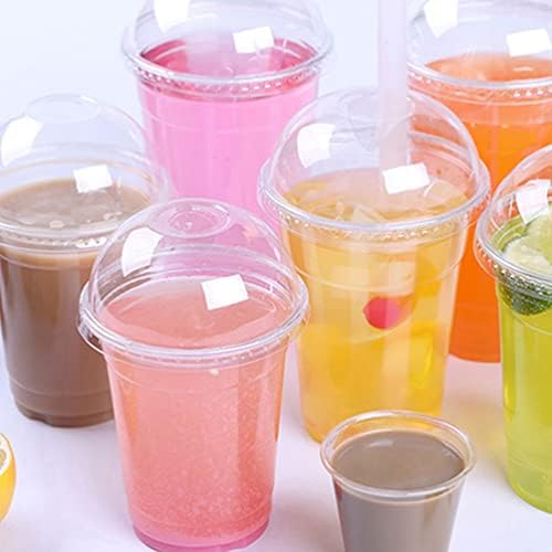 Hemoton Eldobható Poharak Poharakból isszák: 20 Szett Átlátszó Műanyag Kávés Csésze Kupola Fedelek Hideg Italt Konténerek Jeges