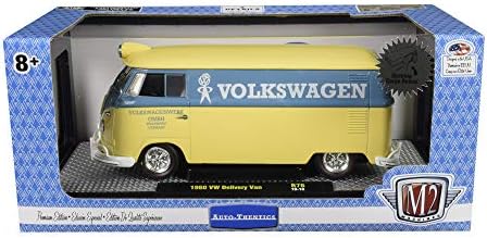 1960-ban a Volkswagen kisteherautó Yukon Sárga Galamb w/Kék Sáv Volkswagenwerk GMBH Kft Ed, hogy 5,880 db 1/24 Fröccsöntött Modell