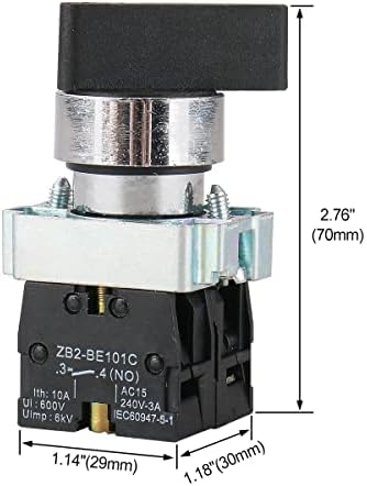 Baomain Válasszuk a Váltás ZB2-BE101C 22mm Reteszelés 2 NEM Három, 3-állású Forgó Selector