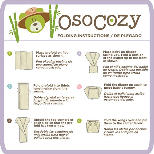 OsoCozy - Bambusz Szerves Prefolds (6 db) - Ultra Puha, Bambusz Pamut Keverék Baba Pelenka - Környezetbarát - Pelenka Szolgáltatás
