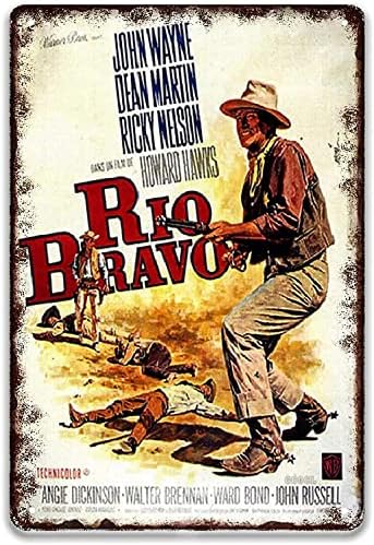 GCOCL Paraszt Vadász Rio Bravo Régi Western Cowboy Vintage Film Poszter Jel, Fém Adóazonosító Jel Bár Fali Dekor,Kávé Tábla Lógott Alá