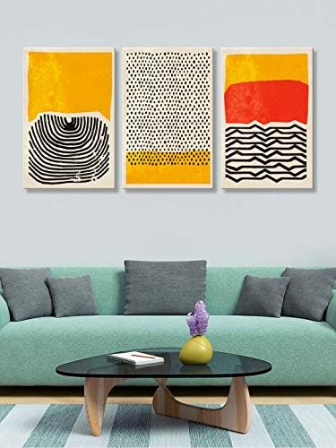 999Store Absztrakt Sárga Fekete, Narancs Wall Art Vászon Festmény(Canvas_30X54 Hüvelyk) 3FCanvas217