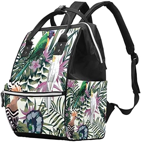 GUEROTKR Utazási Hátizsák, Pelenka táska, Hátizsák Táskában, madár, levél trópusi növény minta