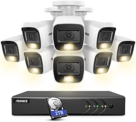 ANNKE 8CH 3K Biztonsági Kamera Rendszer, Audio/Mic, 3K Lite Felügyeleti AI DVR, 8 x 3K 5MP 2960*1665 CCTV Kamera Kettős Fény, Emberi/Jármű