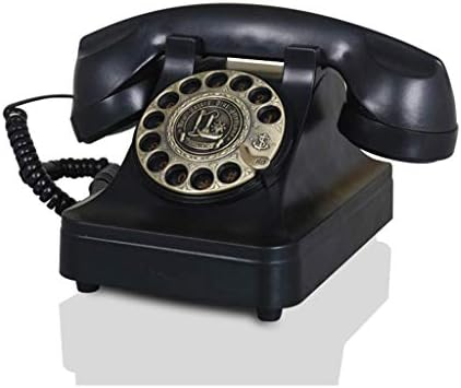 Qdid Antik Telefon/Rotary Telefonvonal/Retro Stílusú Telefon/Vintage Telefon/Home Office Asztali LandlineL25CM W13CM H13.5CM (Szín : Fekete)
