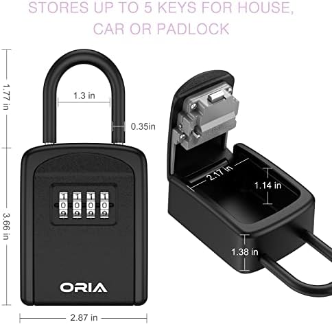 ORIA billentyűzár-Box, Beltéri, Kültéri Kulcs Biztonságos Mezőbe, Hordozható Kulcsot Tároló Doboz Kivehető Kengyel, 5 Gombokat Kapacitás