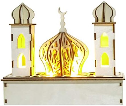 BESTOYARD Hold Dekoráció Ramadan Mubarak Éjszakai Fény Fából készült Asztal Lámpa, Lámpa Eid Dekoráció 3D Mubarak Hangulat Fény Eid