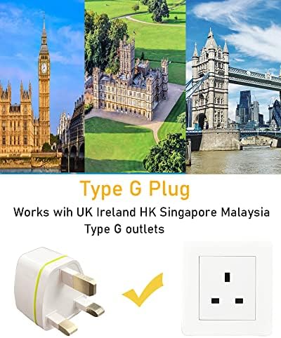 Utazási Adapter egyesült KIRÁLYSÁG Írország HK Szingapúr, Malajzia -G Típusú Dugó (3 Csomag), 3-As Keret 3-Prong Univerzális Aljzat