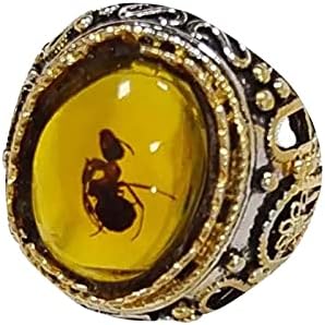 2023 Új Sárga Hangya Borostyán Gyűrű Kézzel készített Luxus Vágott Üreges Személyiség Retro Eljegyzési Ékszert, Ajándék Nőknek,