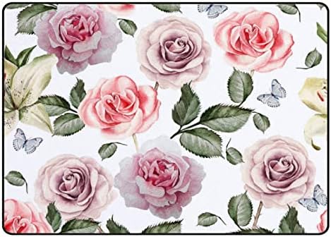 Tele Beltéri Szőnyeg Játszani Mat Akvarell Rózsa Pillangók Nappali Hálószoba Oktatási Gyerekszoba Szőnyeg Terület Szőnyegek 60x39inch