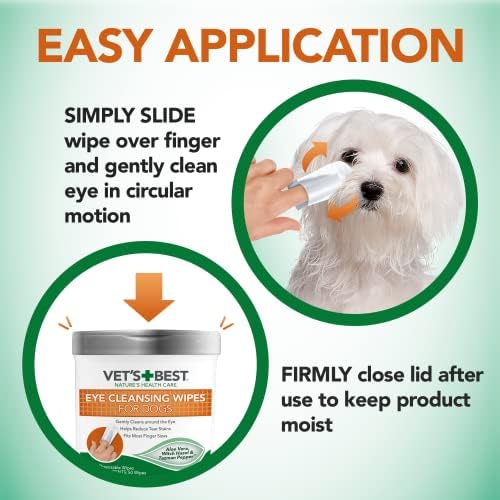 Állatorvos Legjobb Szem Tisztító Törlőkendő Kutyák számára - Szakadás folttisztító Kutyák számára - Könnyen Használható, Paraben Mentes -