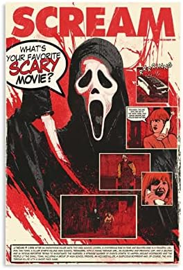 Sikoly Poszter 12x18inch Keretben Klasszikus Horror Film Plakát Szoba Esztétikai Vászon Wall Art Gótikus Szoba Decor Ghostface