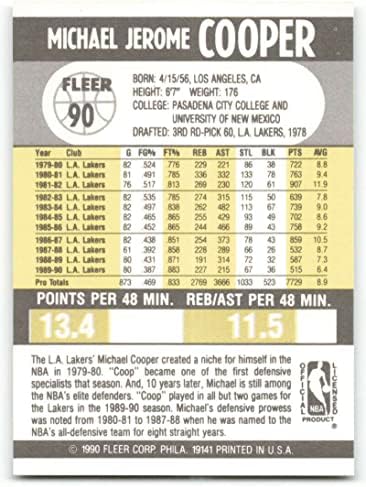 1990-91 Fleer 90 Michael Cooper NM-MT Los Angeles Lakers Hivatalosan Engedélyezett NBA Kosárlabda Trading Card
